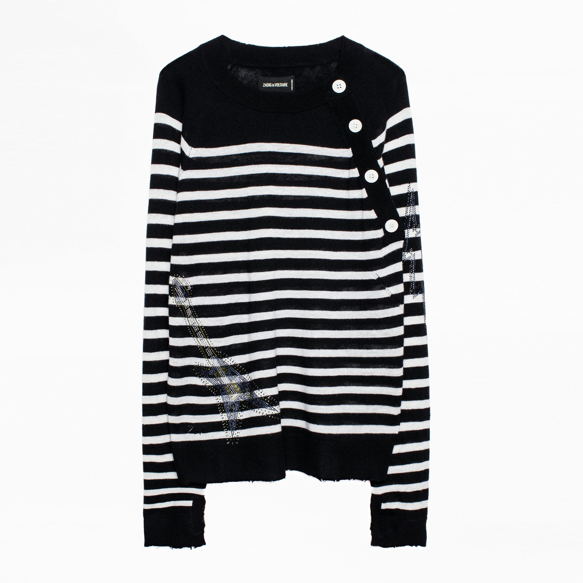 Pullover Reglis Stripe - Gestreifter Pullover aus Feder-Kaschmir.